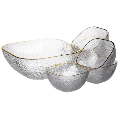 Набір салатниць Golden 7 штук 1.5 л/0.2 л із золотою окантовкою Yiwu HP-34-43