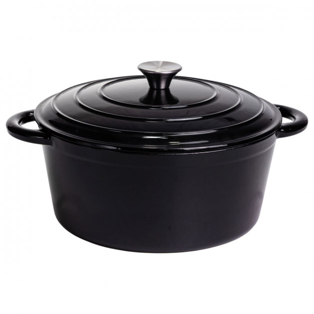 Каструля чавунна емальована 6,5 л, чорний Yiwu HP-FLG-3 BLACK