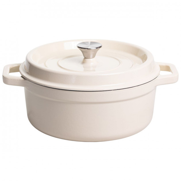 Кокотниця чавунна емальована 5,5 л, бежевий Yiwu HP-FLG-5 WHITE