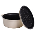 Кокотниця чавунна емальована 6 л, бежевий Yiwu HP-FLG-6 WHITE