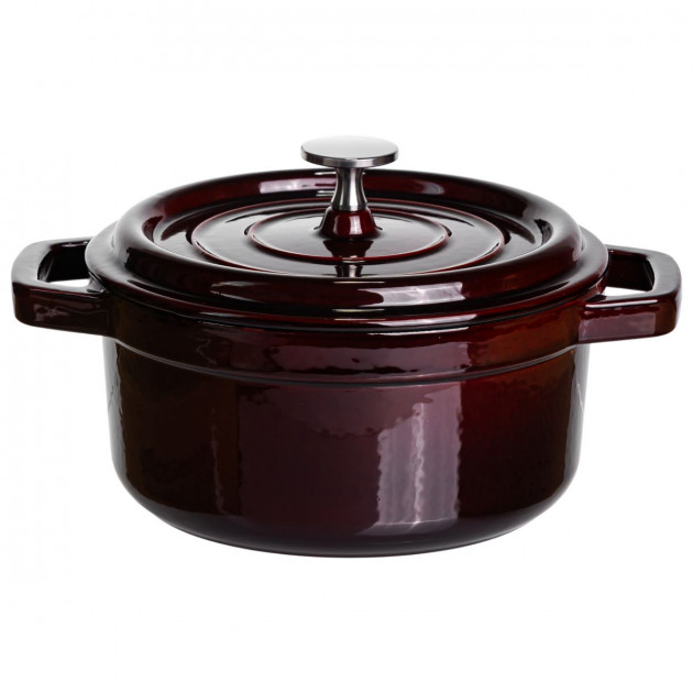 Кокотниця чавунна емальована 2 л, бургунді Yiwu HP-FLG-8 burgundy