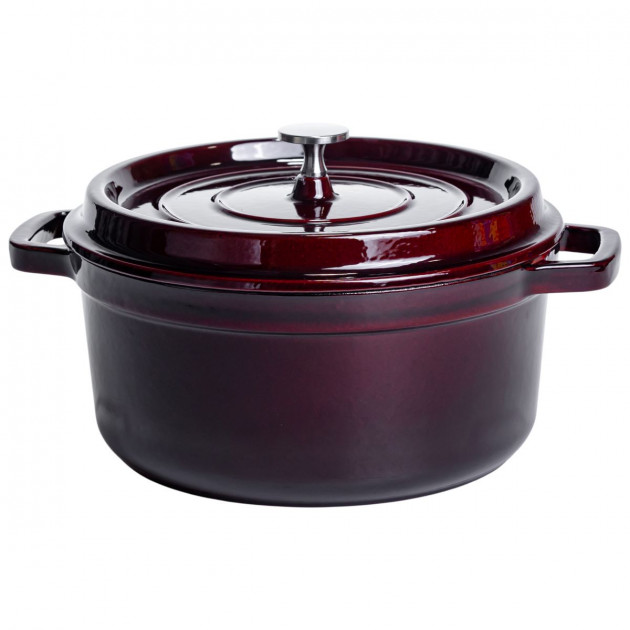 Кокотниця чавунна емальована 4,5 л, бургунді Yiwu HP-FLG-11 burgundy