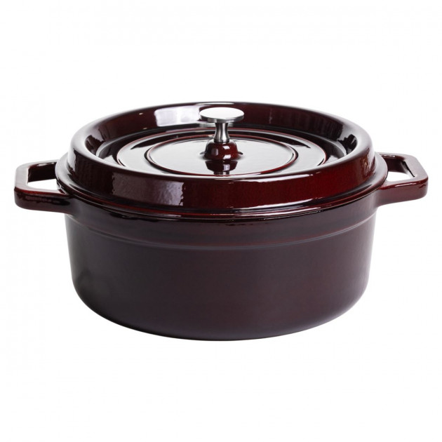 Кокотниця чавунна емальована 6 л, бургунді Yiwu HP-FLG-12 burgundy