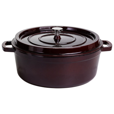 Кокотниця чавунна емальована 7,5 л, бургунді Yiwu HP-FLG-14 burgundy