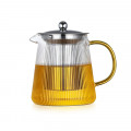 Чайный набор А6051 сервиз для чаепития чашки с чайником Teko Pitcher на 6 персон стеклянный вертикальный узор