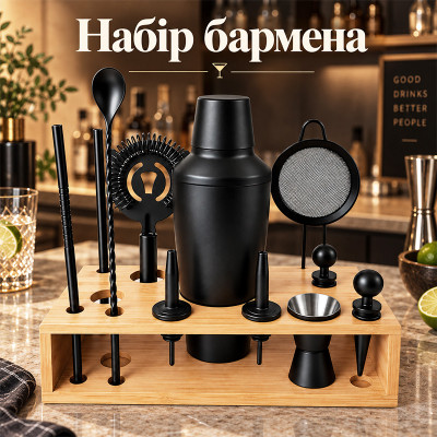 Подарочный набор для бара KM-TZS60-1 барный инвентарь из нержавеющей стали Black