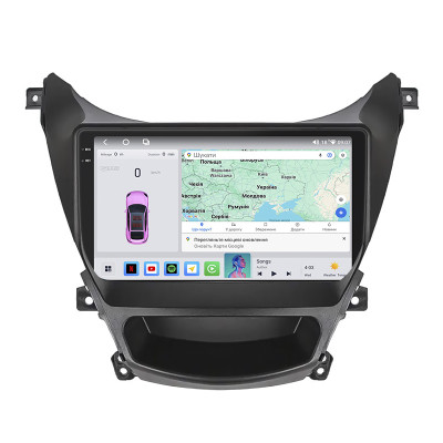 Штатная магнитола Lesko для Hyundai Avante V 2010-2015 экран 9" 4/64 QLED CarPlay 4G Wi-Fi GPS 360 Prime