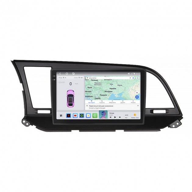 Штатная магнитола Lesko для Hyundai Avante VI 2015-н.в. экран 9" 4/64 QLED CarPlay 4G Wi-Fi GPS 360 Prime