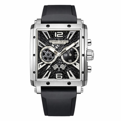 Чоловічий годинник Pagani Design PD-1725 Silver-Black з сапфіровим склом та механізмом SEIKO VK64