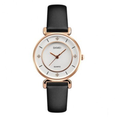 Жіночий класичний годинник Skmei 1330LRG Rose Gold з кварцовим механізмом та шкіряним ремінцем