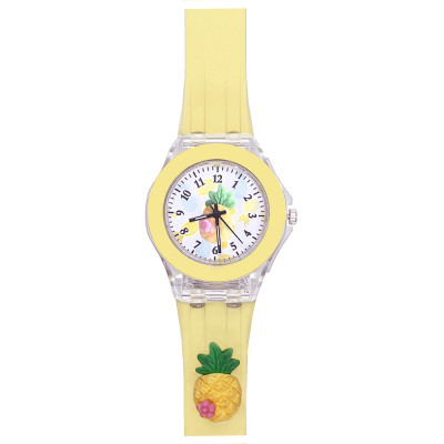 Дитячий годинник Better 005 Pineapple Yellow-White кварцовий з жовтим силіконовим ремінцем