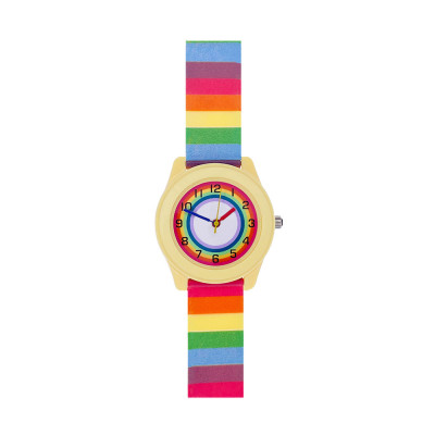 Дитячий годинник Better 003 Rainbow Yellow з різнокольоровим ремінцем та кварцовим механізмом