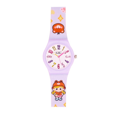 Дитячий годинник Better 012 Bear Purple-White кварцовий з бузковим силіконовим ремінцем