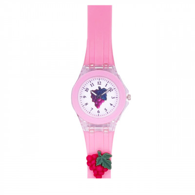 Дитячий годинник Better 005 Grape Pink-White — кварцовий рожевий годинник для дівчаток з силіконовим ремінцем