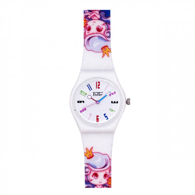 Дитячий годинник Better 012 Mermaid White з білим ремінцем та малюнком русалки