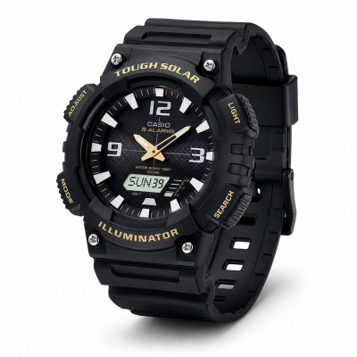 Чоловічий годинник Casio AQ-S810W-1B спортивний з сонячною батареєю та водозахистом 10 ATM