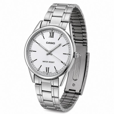 Жіночий годинник Casio LTP-V005D-2B3 класичний зі сталевим браслетом та синім циферблатом