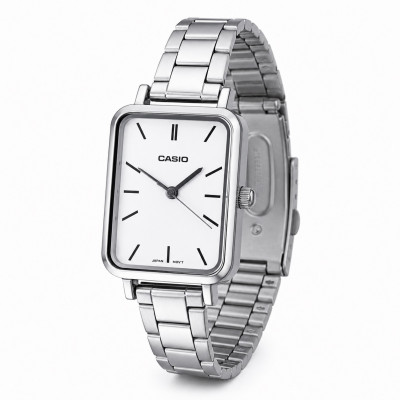 Жіночий годинник Casio LTP-V009D-7E з мінеральним склом та сріблястим браслетом