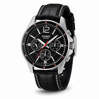 Чоловічий годинник Casio MTP-1374L-1A - Класична модель на шкіряному ремінці з календарем