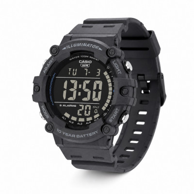 Чоловічий годинник Casio AE-1500WH-8B сірий спортивний з електронним циферблатом та водозахистом 10 ATM