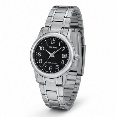 Жіночий годинник Casio LTP-V002D-1B класичний сталевий браслет з датою