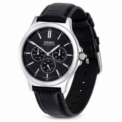 Чоловічий годинник Casio MTP-V300L-1A Classic з багатофункціональним циферблатом та шкіряним ремінцем