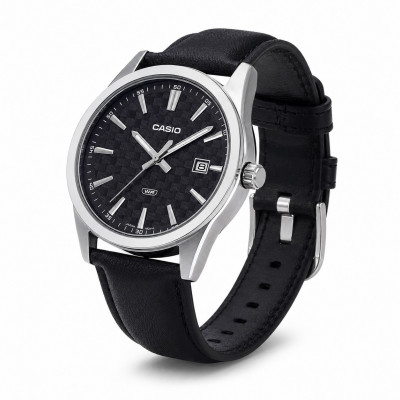 Чоловічий годинник Casio MTP-VD03L-1A Classic з чорним шкіряним ремінцем та мінеральним склом