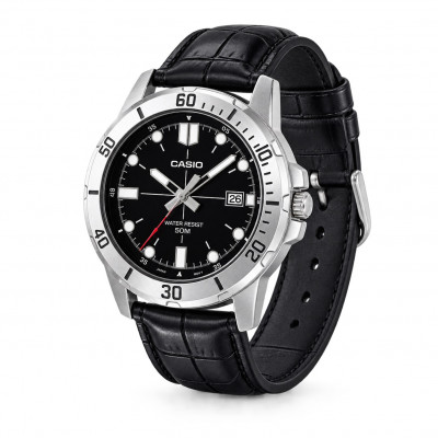 Чоловічий годинник Casio MTP-VD01L-1E з мінеральним склом та шкіряним ремінцем