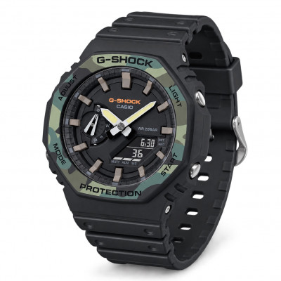 Чоловічий годинник Casio G-SHOCK GA-2100SU-1A з камуфляжним безелем та водозахистом 20 ATM