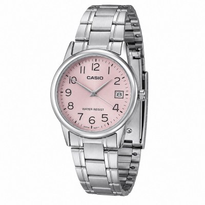 Жіночий годинник Casio LTP-V002D-4B — Класична модель з рожевим циферблатом та датою