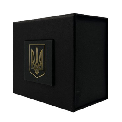Подарункова картонна коробочка для годинника Boxes чорна з тризубом (1000-0368)