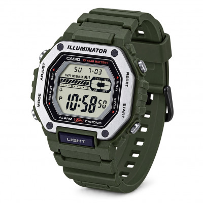 Чоловічий годинник Casio MWD-110H-3A — Спортивна модель 10 ATM у зеленому корпусі