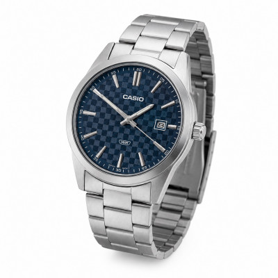 Чоловічий годинник Casio MTP-VD03D-2A2 з синім циферблатом та мінеральним склом