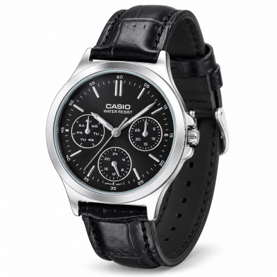 Жіночий годинник Casio LTP-V300L-1A у класичному стилі з чорним шкіряним ремінцем та мінеральним склом