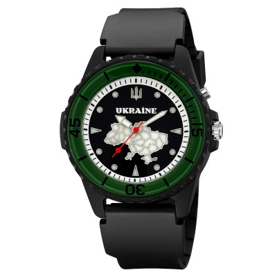 Годинник наручний Awarder 031 Ukraine Black-Green тактичний спортивний з водозахистом 5 ATM
