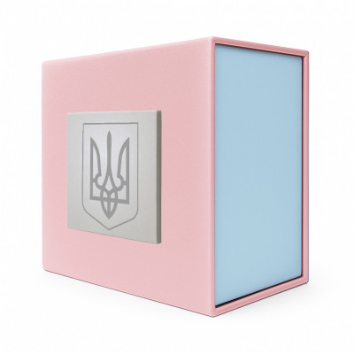 Подарункова коробочка Boxes для годинника рожево-блакитна зі срібним тризубом 1000-0387