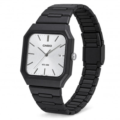Чоловічий годинник Casio MTP-B185B-7A — класична модель у прямокутному чорному корпусі з браслетом