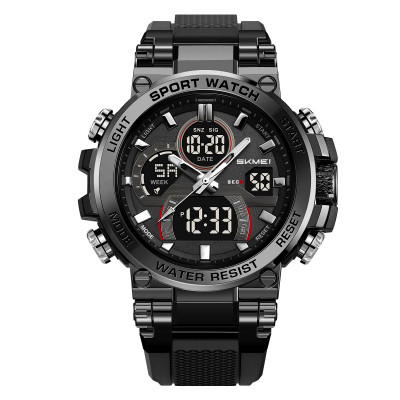 Чоловічий спортивний годинник Skmei 2500BK Black з комбінованим циферблатом та водозахистом 5 ATM