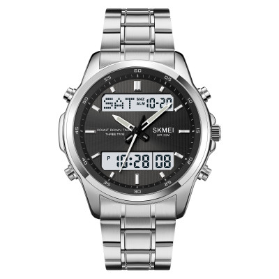 Чоловічий годинник Skmei 2049SIWT Silver-White зі стрілково-електронним циферблатом та підсвічуванням