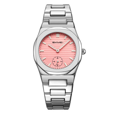 Жіночий класичний годинник Skmei 2681SIPK Silver-Pink зі сріблястим браслетом та рожевим циферблатом