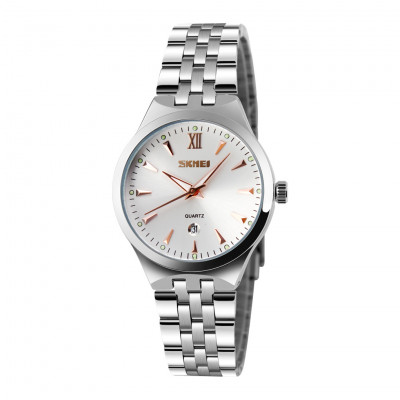 Жіночий класичний годинник Skmei 9071RG-S Rose Gold Lady зі сріблястим браслетом та датою