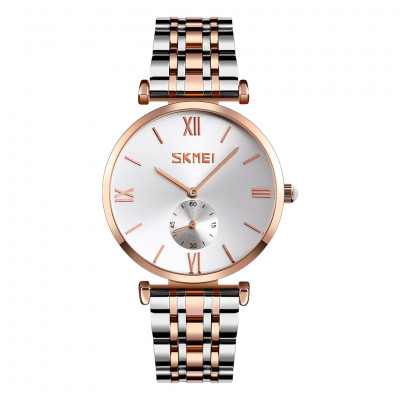 Жіночий класичний годинник Skmei 9198TRGSI-B Rose Gold-Silver зі сріблястим циферблатом