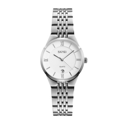 Жіночий годинник Skmei 9139WTSI-S White-Silver S класичний зі сріблястим браслетом та білим циферблатом