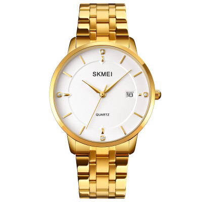 Чоловічий годинник Skmei 1801SGD Gold Stainless Steel з металевим браслетом та мінеральним склом