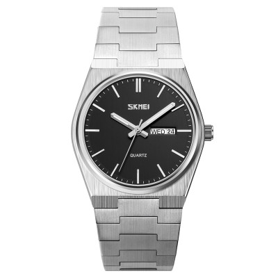 Чоловічий класичний годинник Skmei 9288SIBK Silver-Black зі сріблястим металевим браслетом