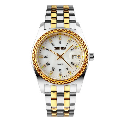 Чоловічий класичний годинник Skmei 9098WT-B White Men з металевим браслетом та датою