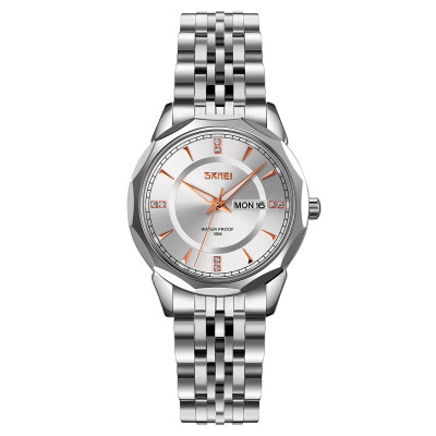 Жіночий класичний годинник Skmei 9264SISI Silver-Silver зі сріблястим браслетом та календарем