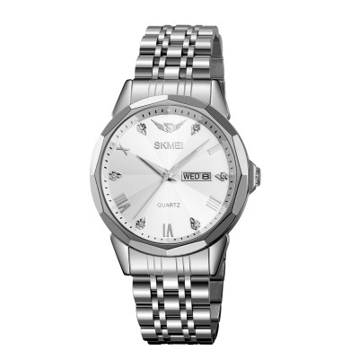 Чоловічий годинник Skmei 2291SIWT Silver-White з металевим браслетом та відображенням дати