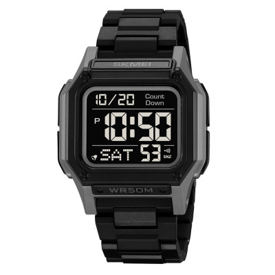 Чоловічий спортивний годинник Skmei 2264GYBK Black-Grey-Black з електронним циферблатом та водонепроникністю 5 ATM