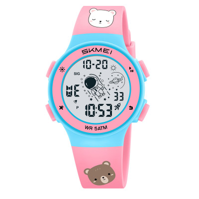 Дитячий спортивний годинник Skmei 2267BR Little Bear Pink-Blue з електронним циферблатом та підсвічуванням